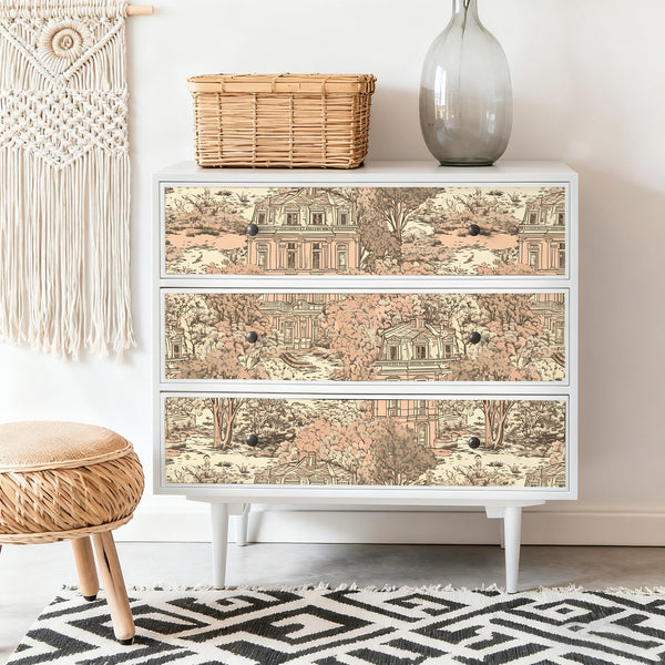 VEELIKE Earthy Orange French Country Toile Wallpaper
