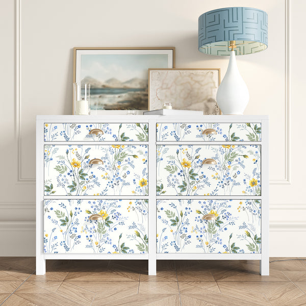 VEELIKE Delicate Yellow Floral Peel and Stick Wallpaper