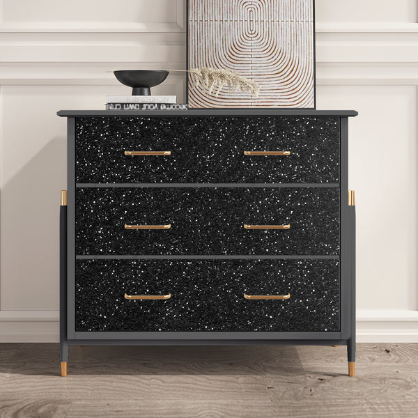 VEELIKE Luxury Black Chunky Glitter Peel and Stick Wallpaper