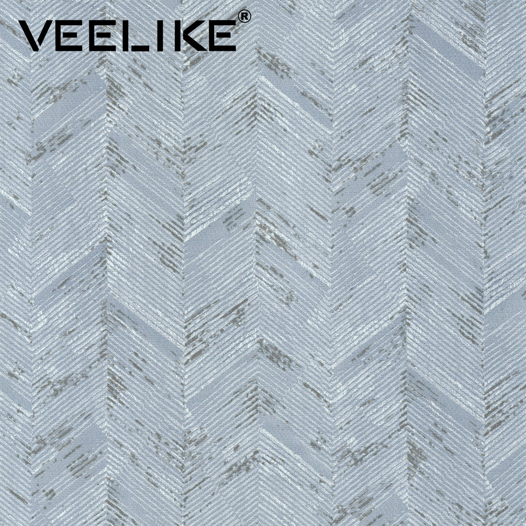 VEELIKE Boho Blue Herringbone Grasscloth Wallpaper