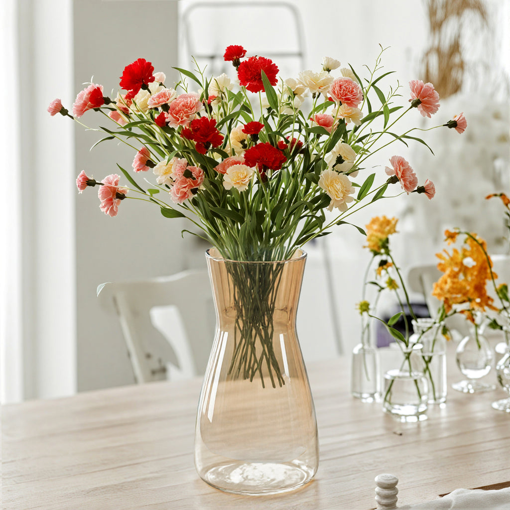 GarDream Amber Glass Flower Vase, 8 Inch Tall