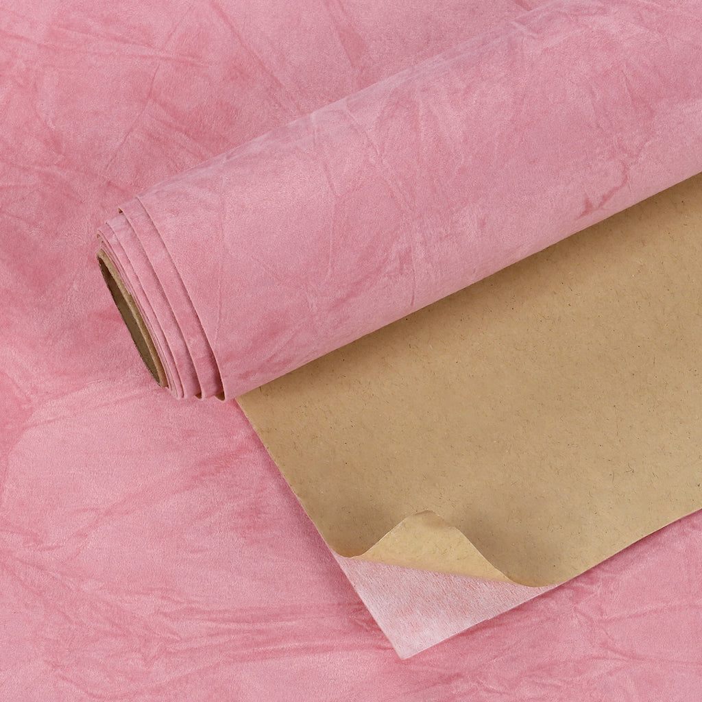 VEELIKE Bubblegum Pink Crushed Velvet Flocking Fabric
