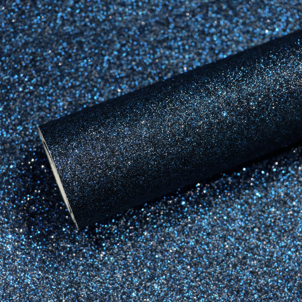 VEELIKE Black Blue Glitter Wallpaper