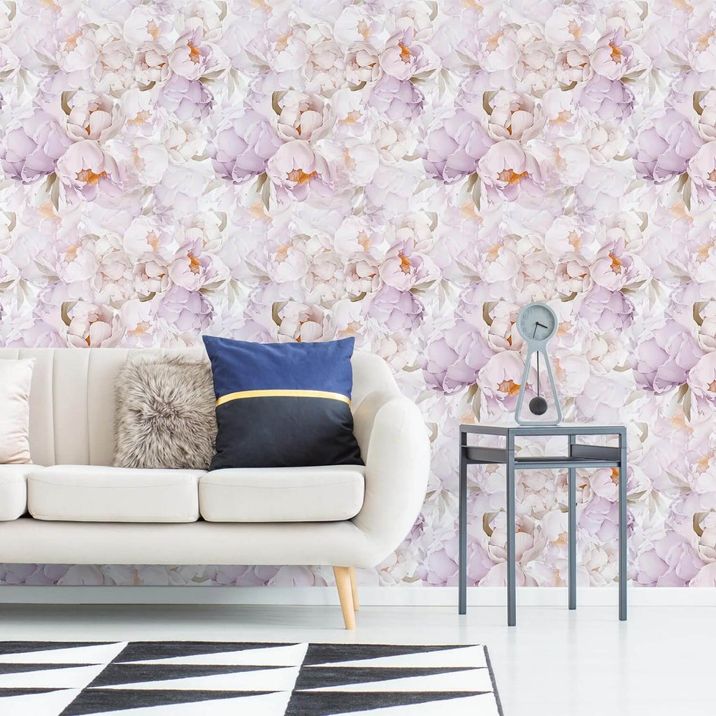 VEELIKE Lavender Pink Peony Blossom Floral Wallpaper – Veelike