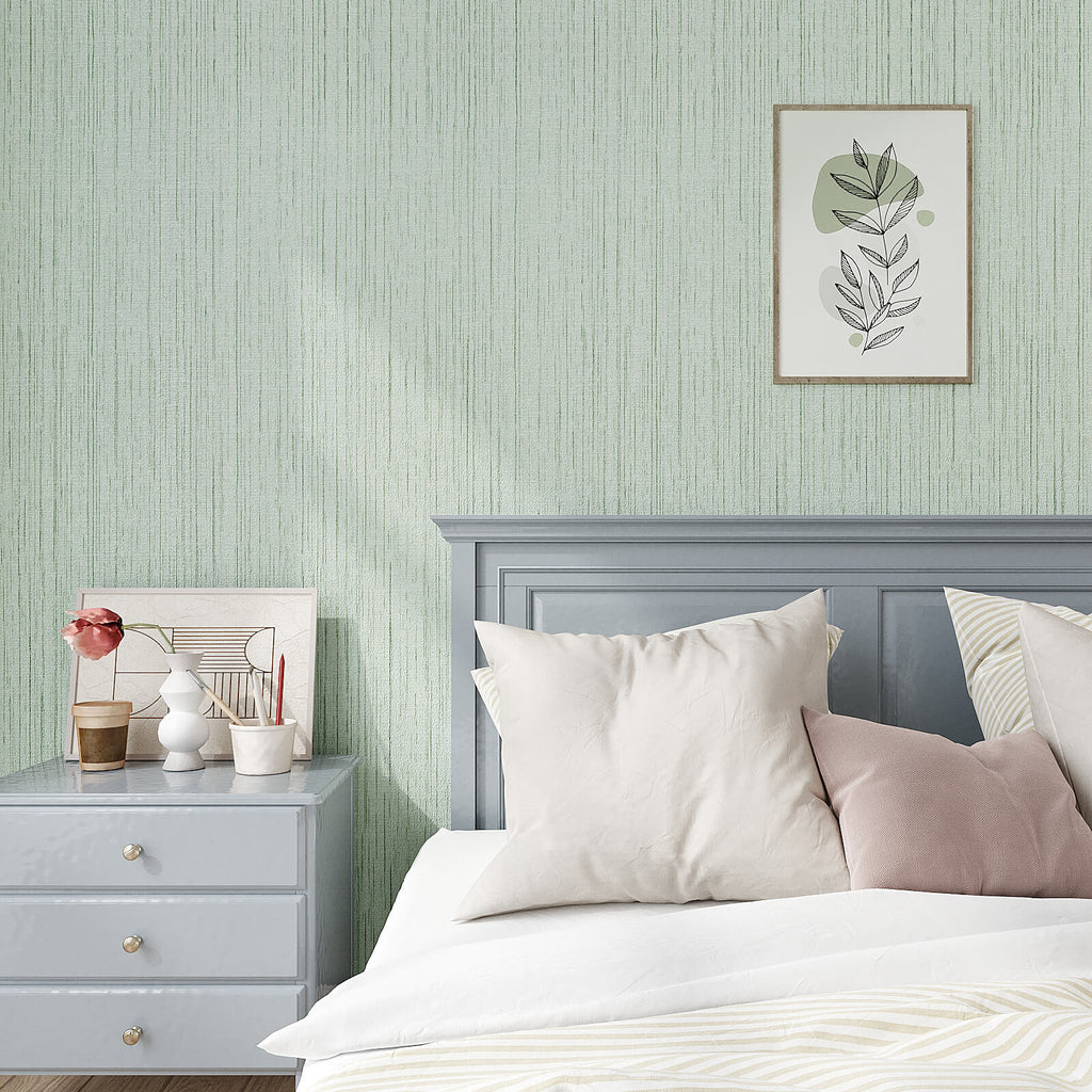 VEELIKE Light Green Grasscloth Wallpaper – Veelike