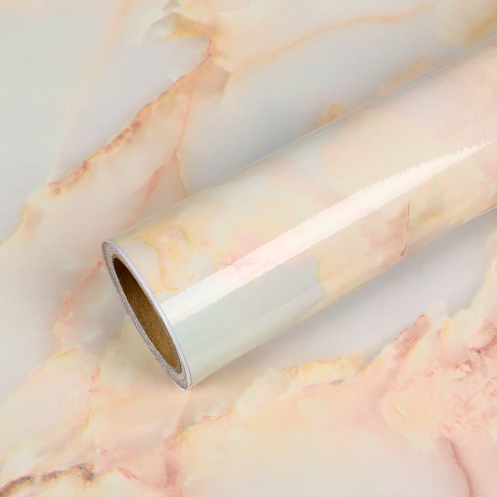VEELIKE Gold Pink Marble Contact Paper