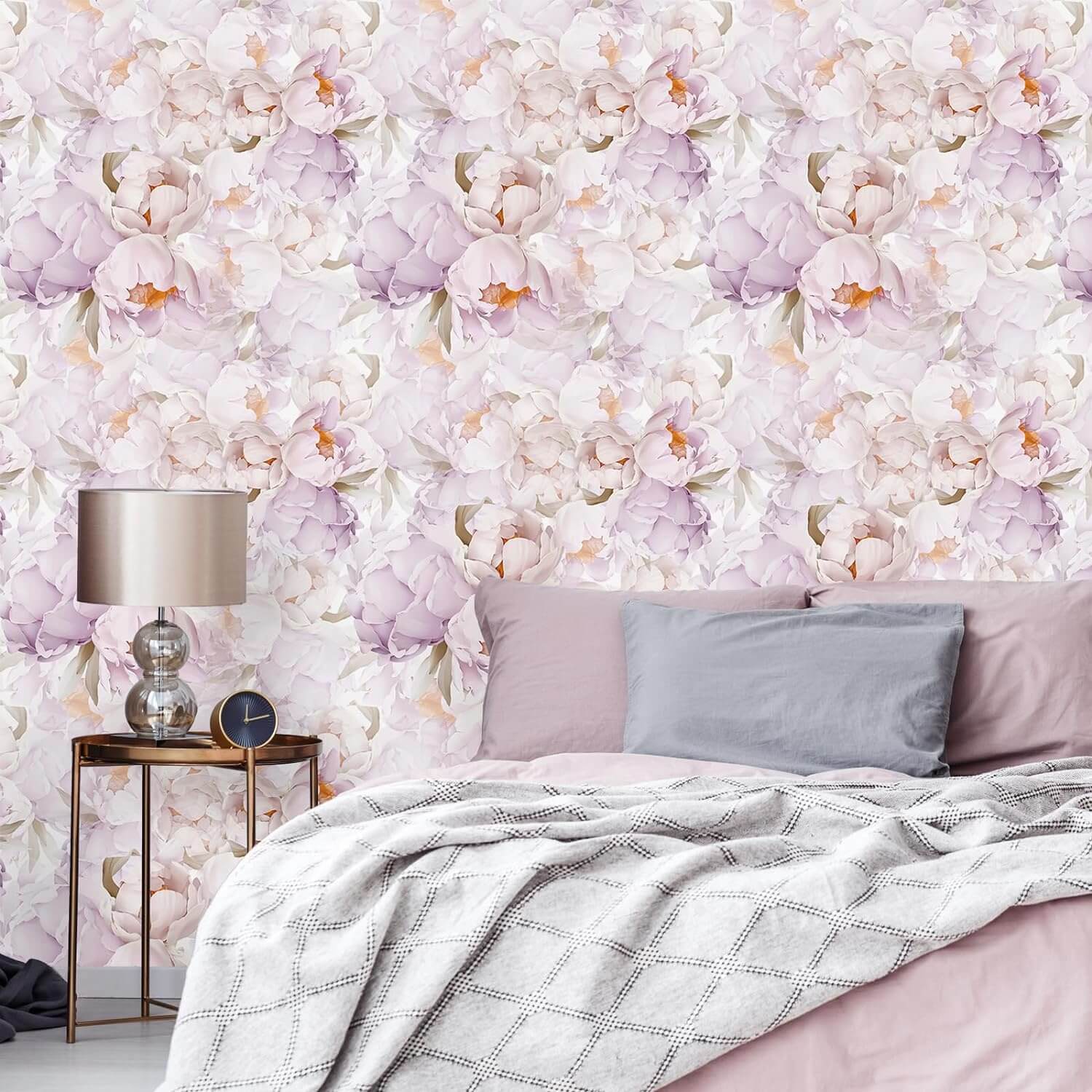 VEELIKE Lavender Pink Peony Blossom Floral Wallpaper – Veelike