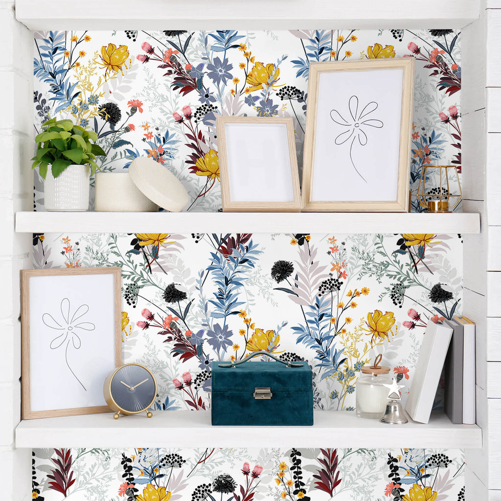 Peel & Stick Contact Paper - White And Silver Boho Wallpaper, 17.7" X 118" Roll