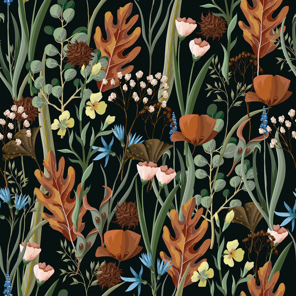 VEELIKE Black Dried Wildflowers Wallpaper – Veelike