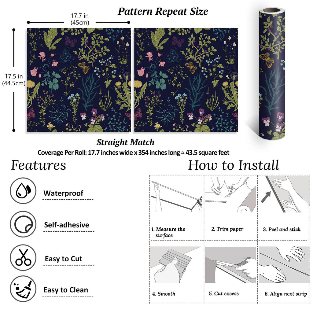VEELIKE Black Wallpaper Selbstklebendes Kontaktpapier Für Badezimmer