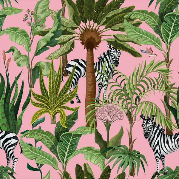 VEELIKE Pink Tropical Jungle Wallpaper – Veelike