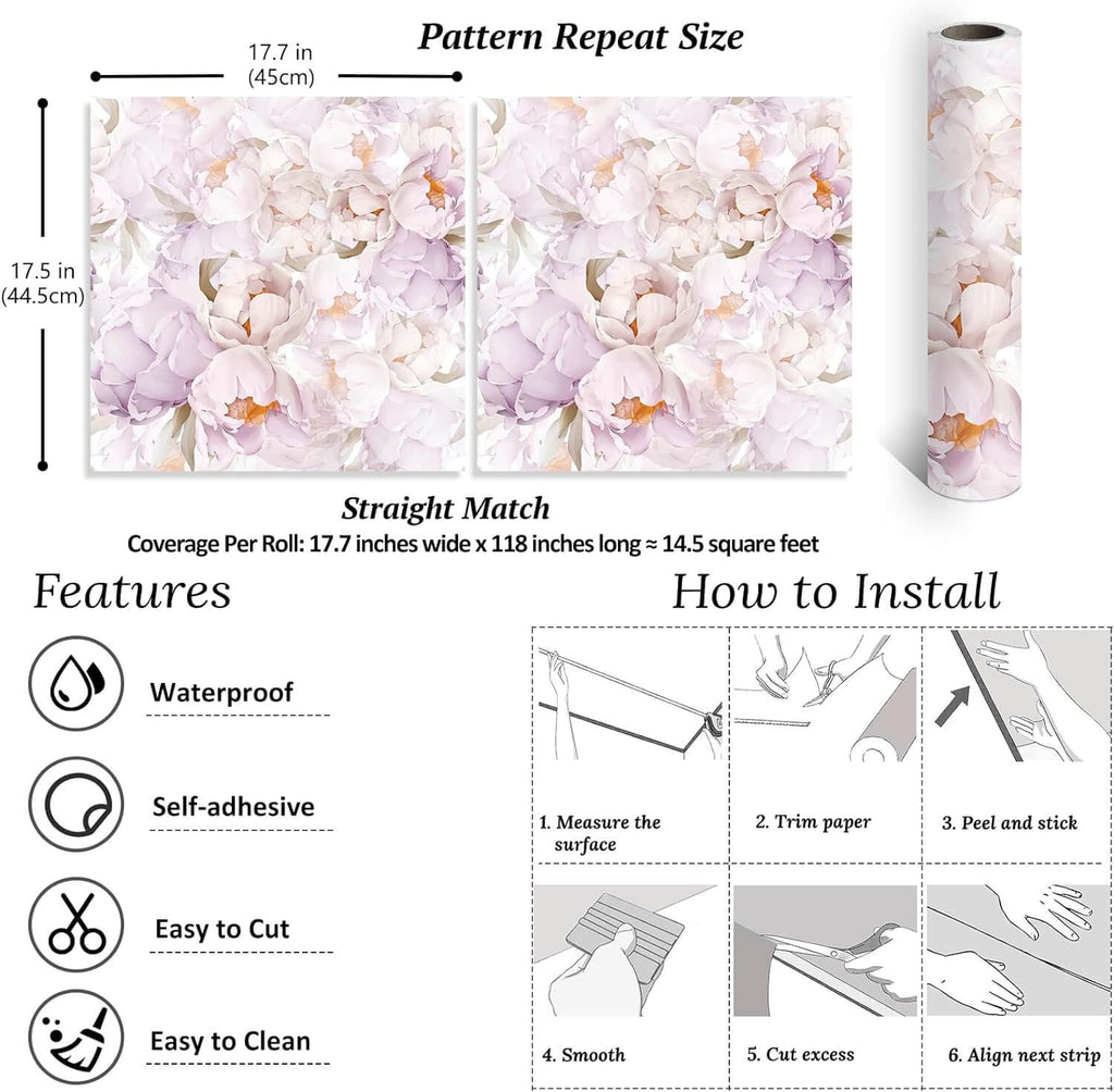 VEELIKE Lavender Pink Peony Blossom Floral Wallpaper – Veelike