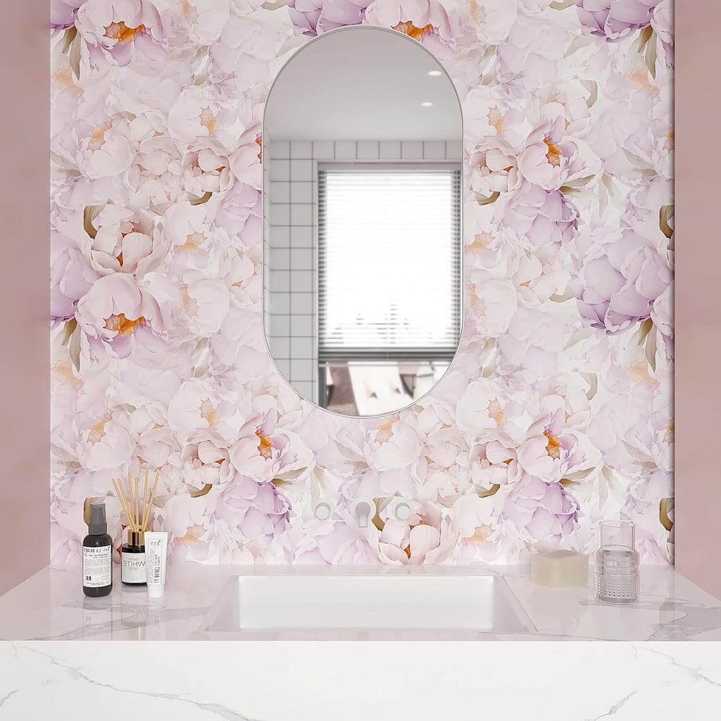 VEELIKE Lavender Pink Peony Blossom Floral Wallpaper – Veelike