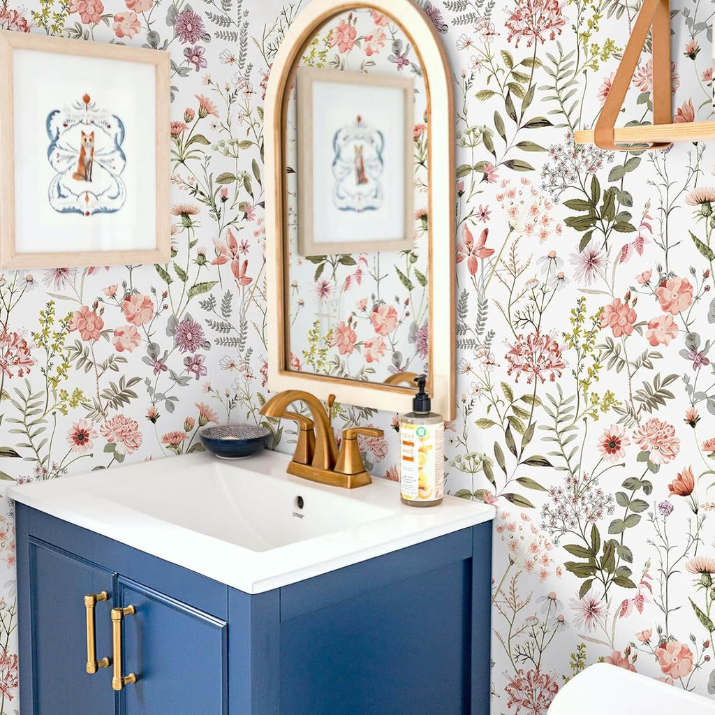 peach bathroom wallpaper