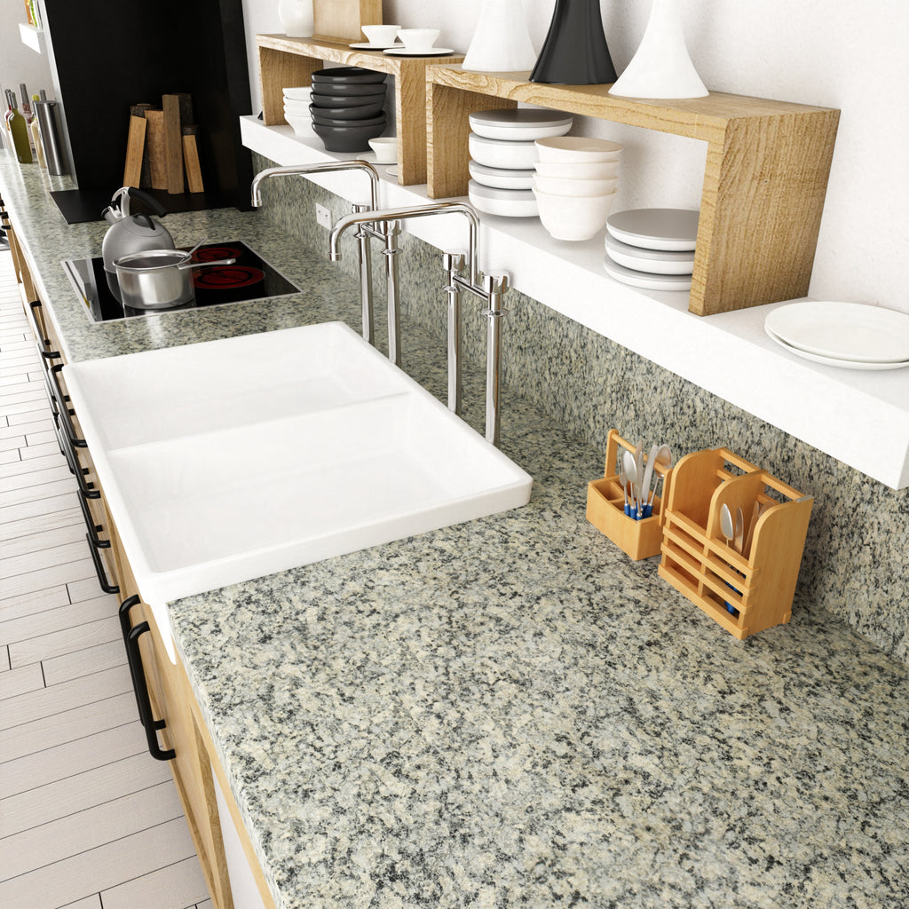 VEELIKE 15.7''x118'' Granite Contact Paper for Countertops Waterproof Self  Adhesive Grey Granite Wallpaper Peel and Stick Countertops for Kitchen