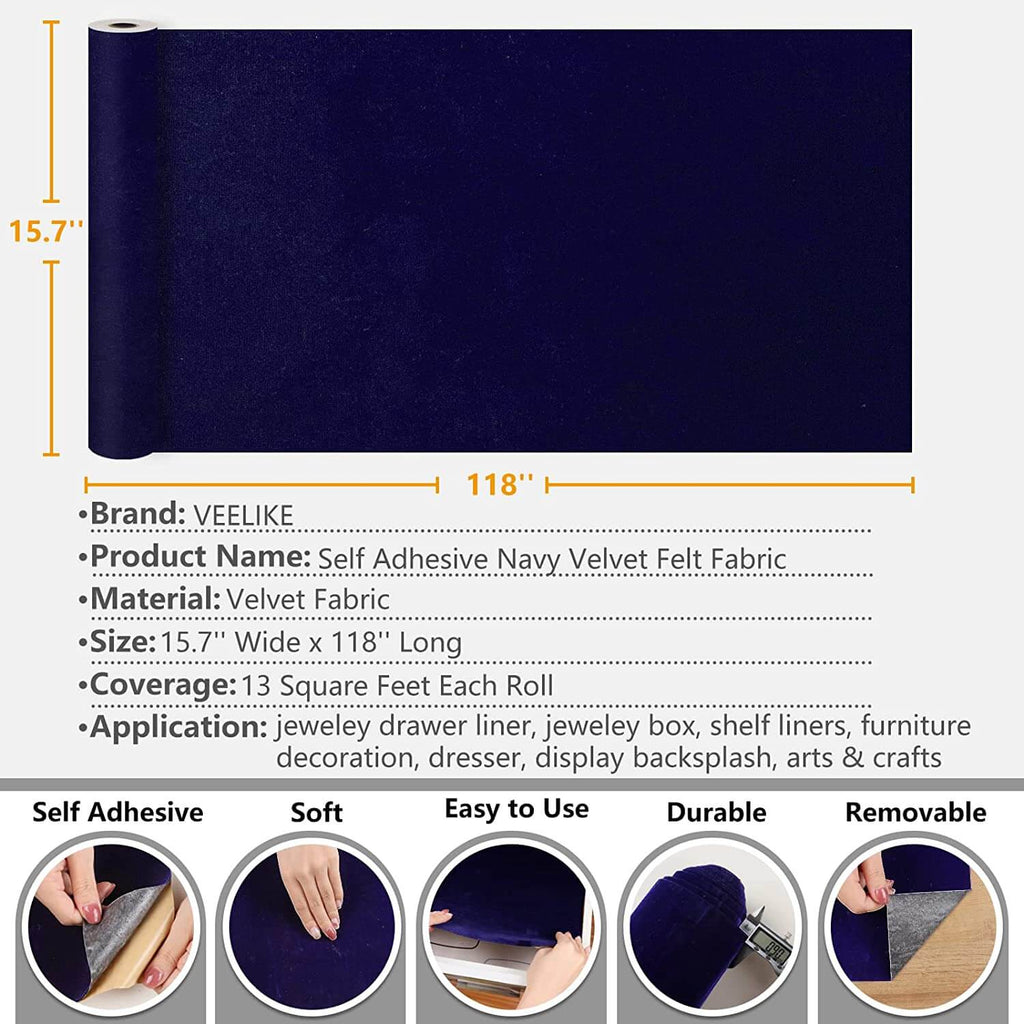 Self Adhesive Velvet Flocking Liner Felt Fabric Adhesive Sheets for Art &  Crafts Jewelry Box Liner