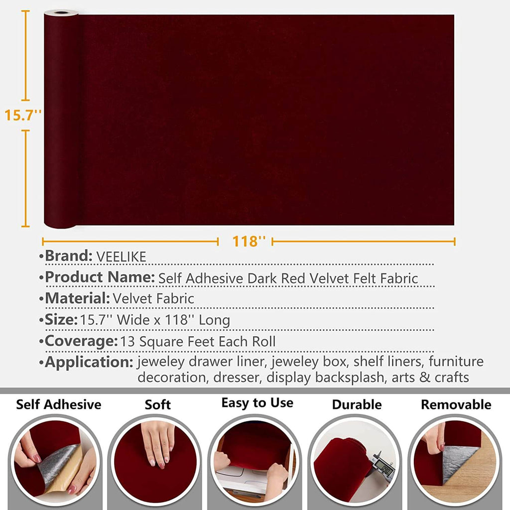 Fabric Adhesive Velvet Sheets with Sticky Glue Back for Art Craft Jewelry  Box Liner Furniture Protector