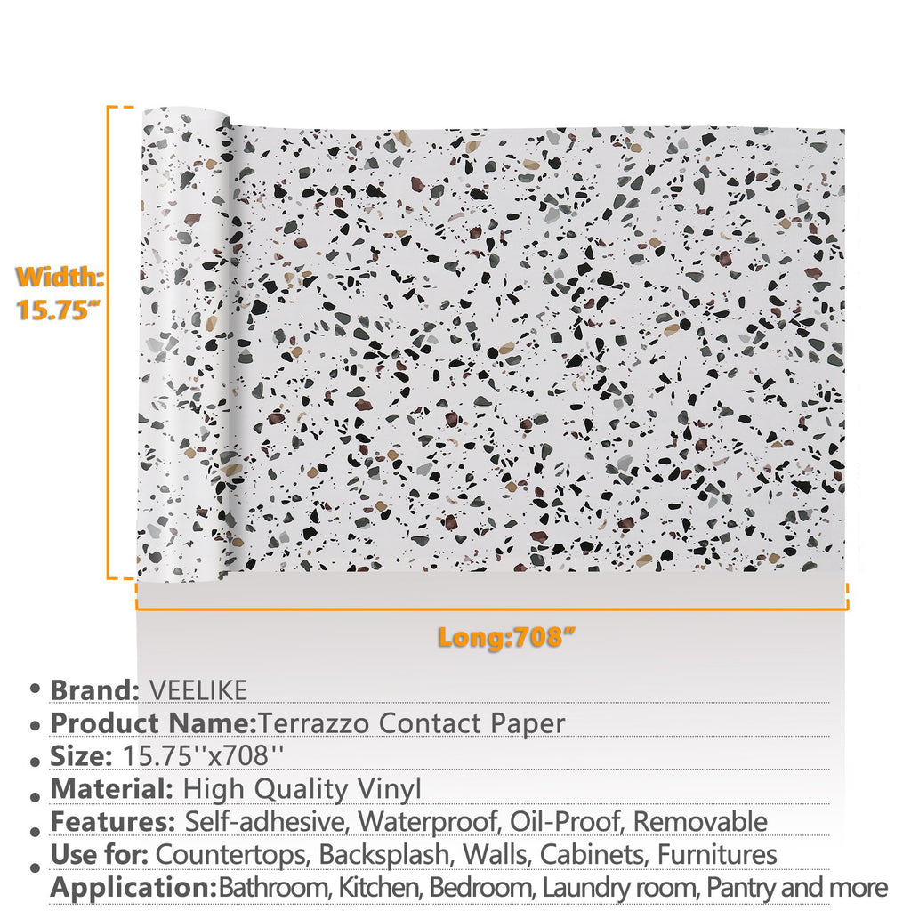 VEELIKE 15.7''x354'' Granite Countertop Contact Paper Removable Granite  Wallpaper Peel and Stick Countertops Waterproof Self Adhesive Film Vinyl  Decorative for Kitchen Countertops Bathroom Counters 