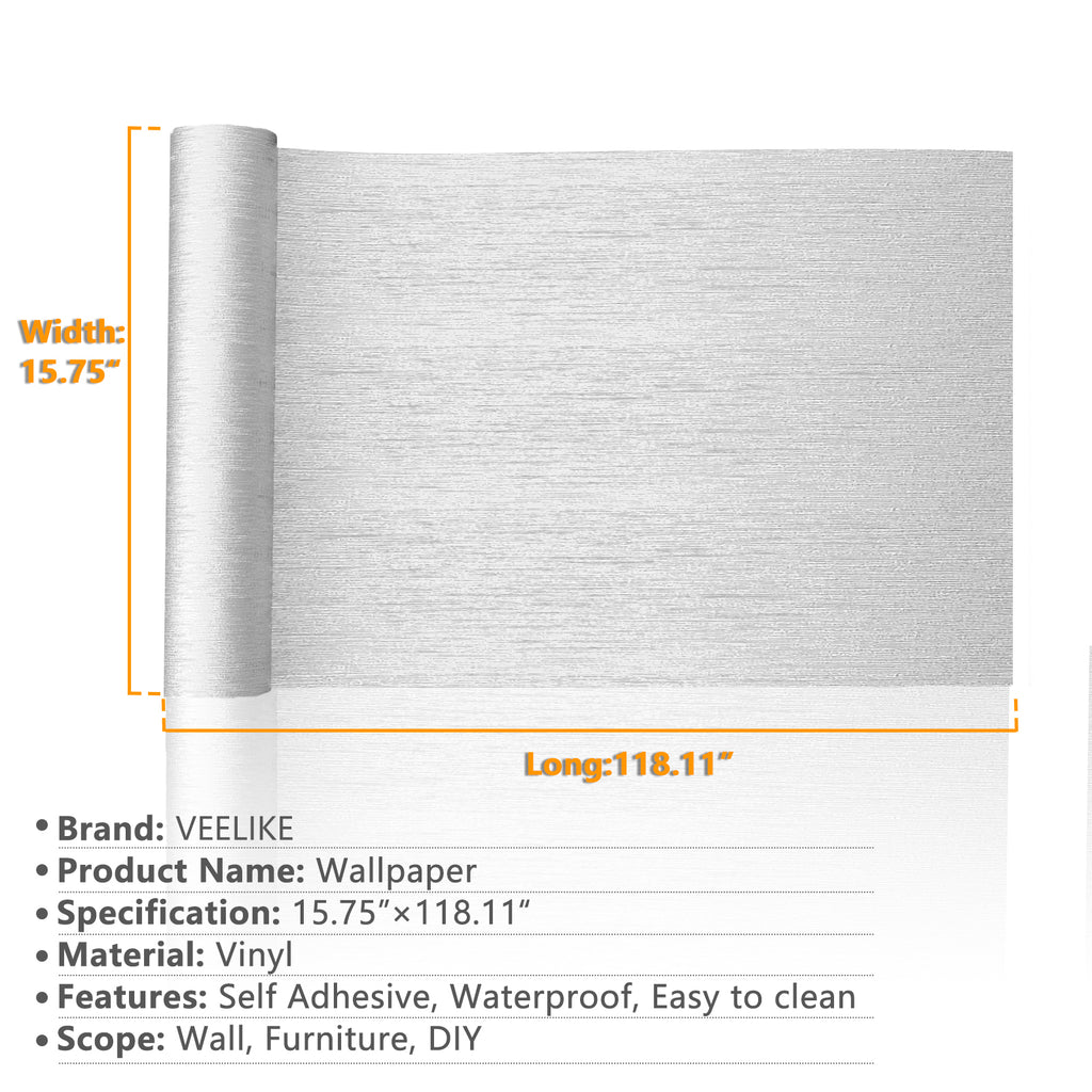 VEELIKE Silver Stainless Steel Contact Paper 15.74x354.33 Peel and Stick  Wallpaper Oil Proof Waterproof Kitchen Heat Resistant Backsplash Adhesive  Vinyl Film for Countertop Cabinets Aluminum Foil 