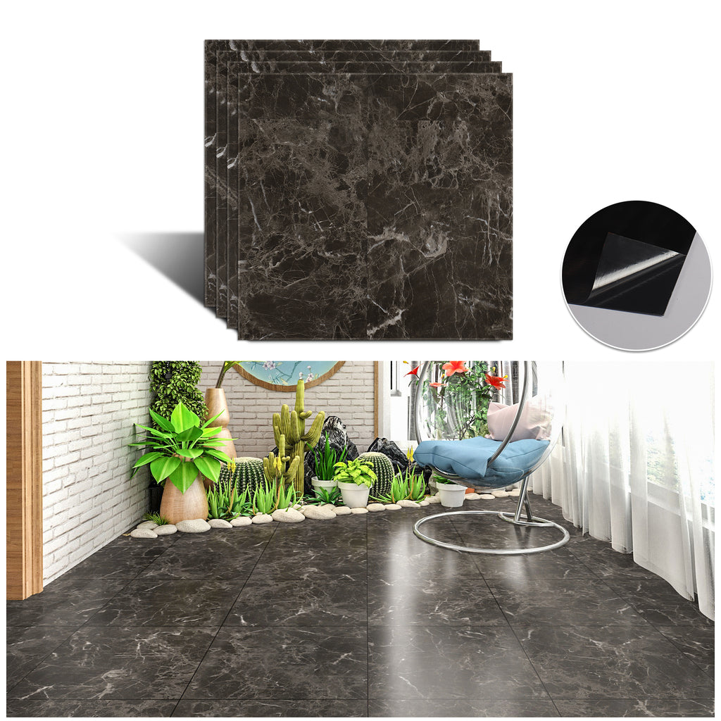 Dark Brown Marble Floor Tile Stickers 12"*12" 4 PCS