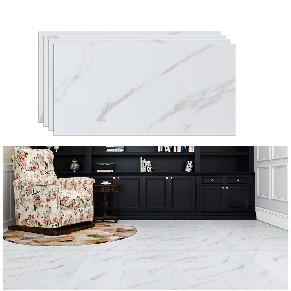 White Marble Floor Tile Stickers 12"*24"  4 PCS