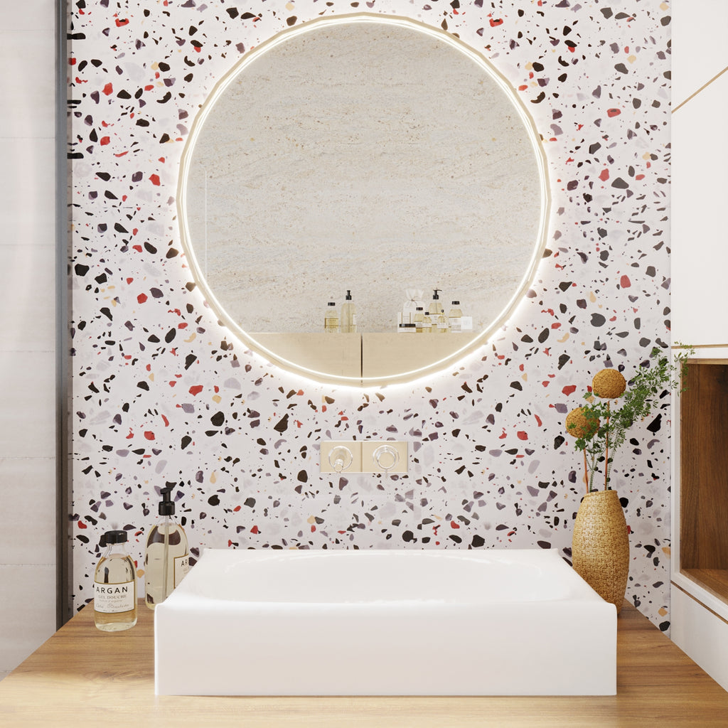 VEELIKE 15.7''x118'' Glossy Terrazzo Contact Paper for Countertops Waterproof Self Adhesive Marble Wallpaper Granite Paper Peel and Stick Vinyl Roll