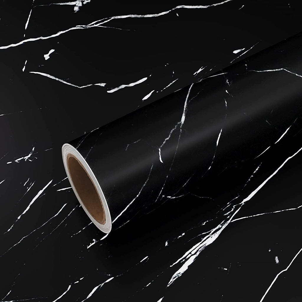 VEELIKE Matte Black Marble Wallpaper