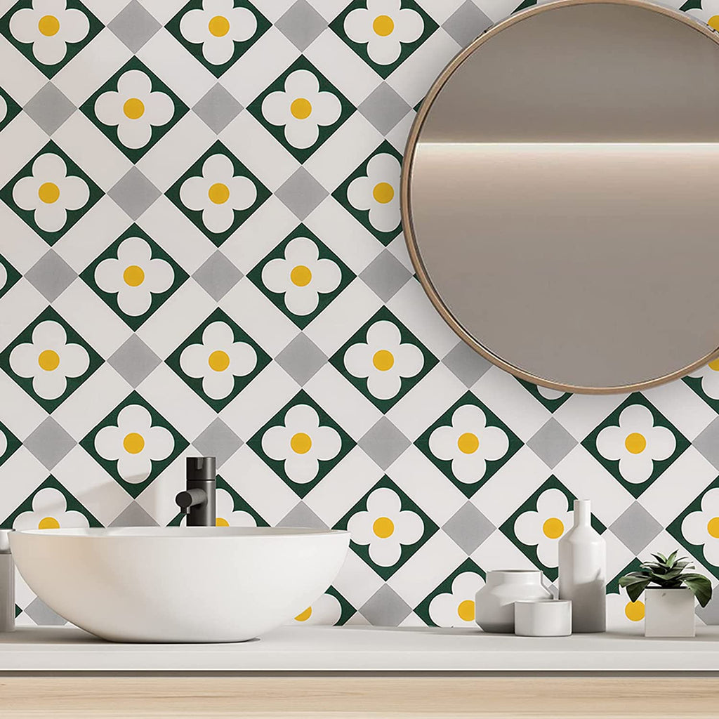 VEELIKE Cottage Flower Geometric Wallpaper