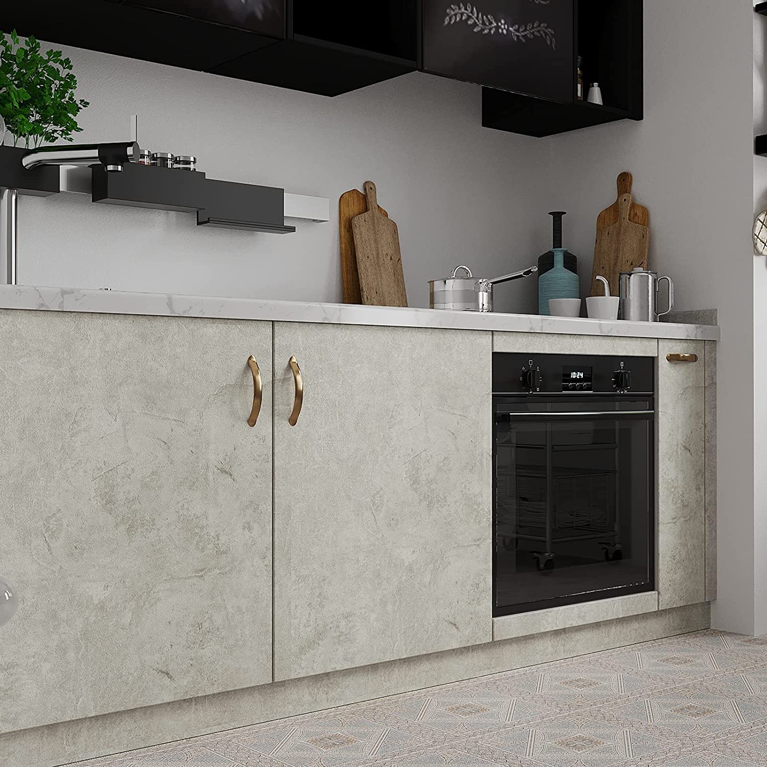 VEELIKE Light Grey Concrete Wallpaper Veelike