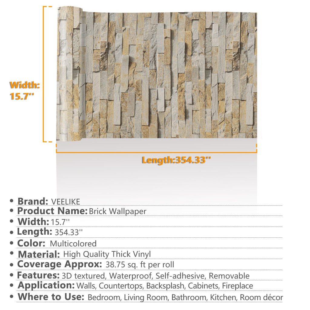 Wall Paper Or Self Adhesive Shelf Paper 3d Faux Textured Stone