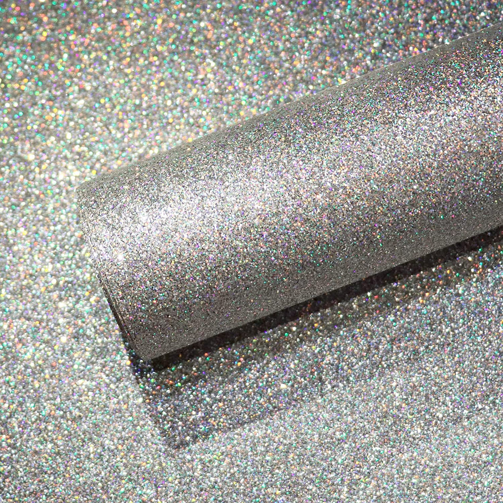 VEELIKE Silver Holographic Glitter Contact Paper