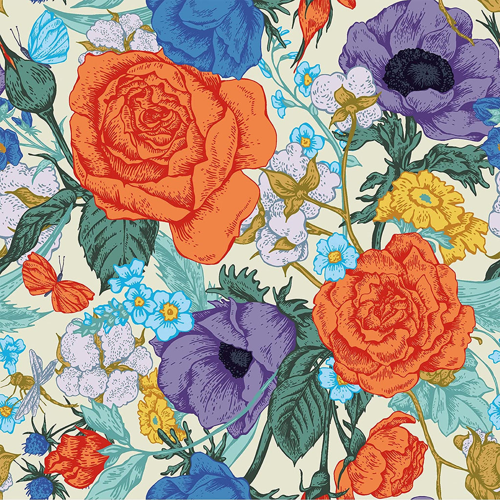 VEELIKE Vivid Multicolor Floral Wallpaper