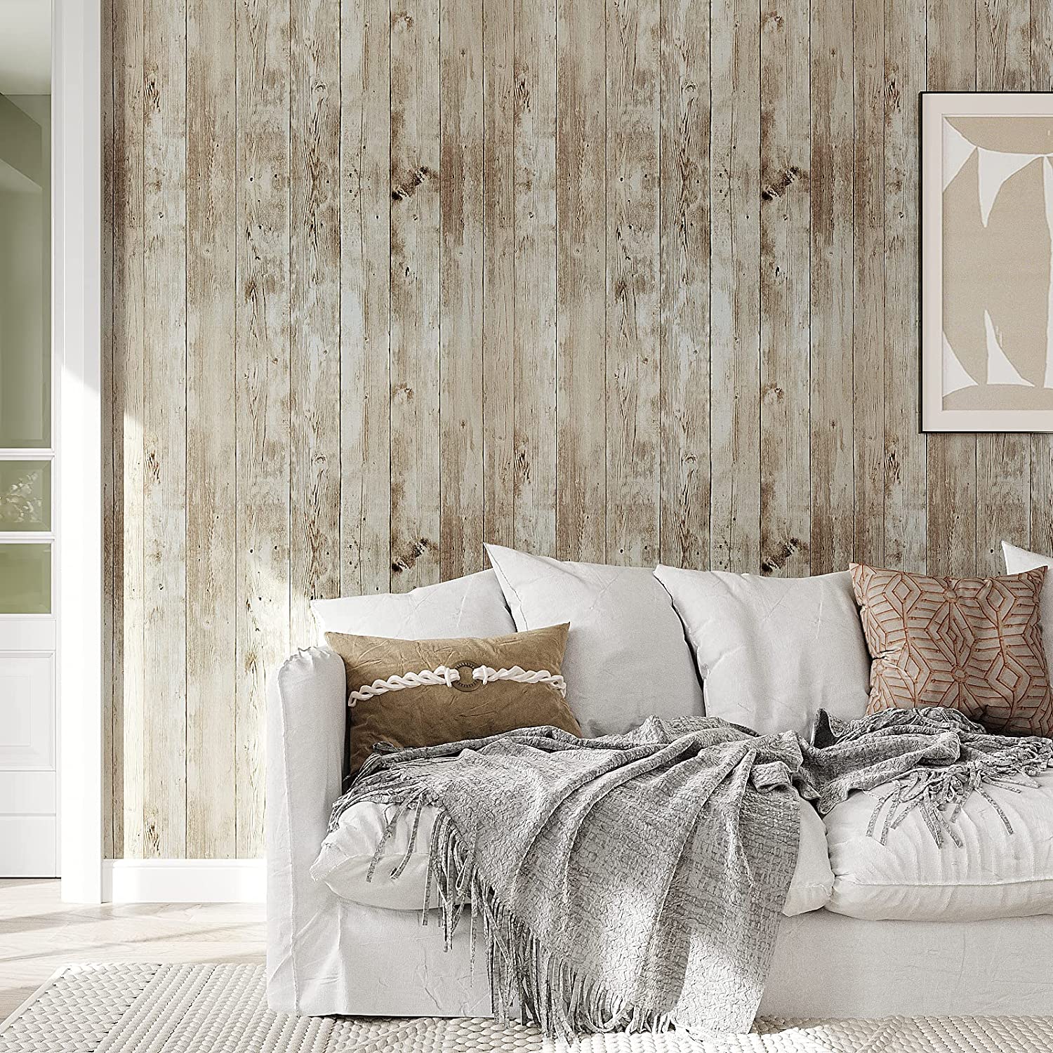 VEELIKE Aged Brown Shiplap Wallpaper Veelike