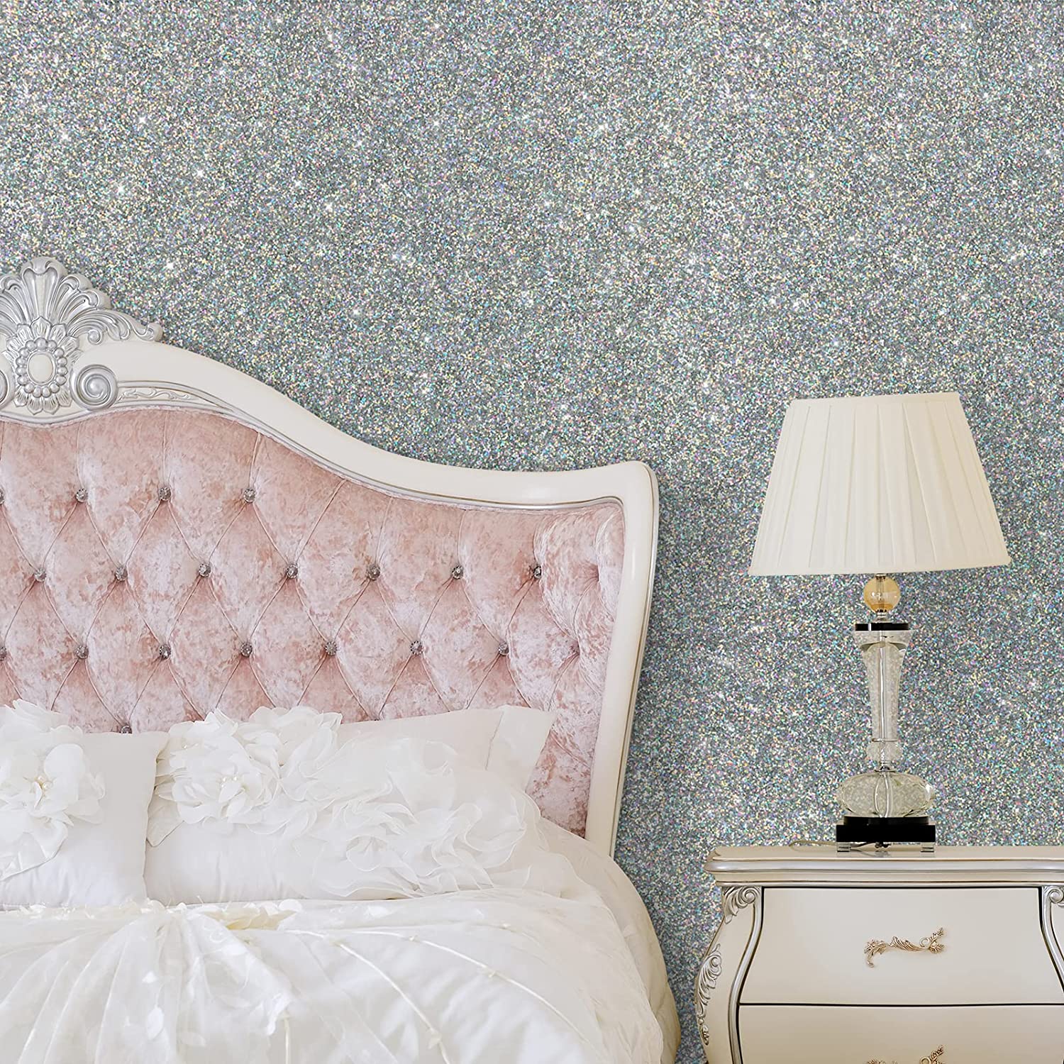 VEELIKE Silver Holographic Glitter Contact Paper Veelike