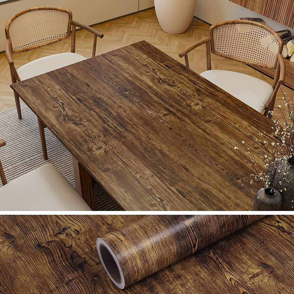 VEELIKE Rustic Brown Wood Grain Contact Paper Veelike Veelike rustic brown wood grain contact paper veelike