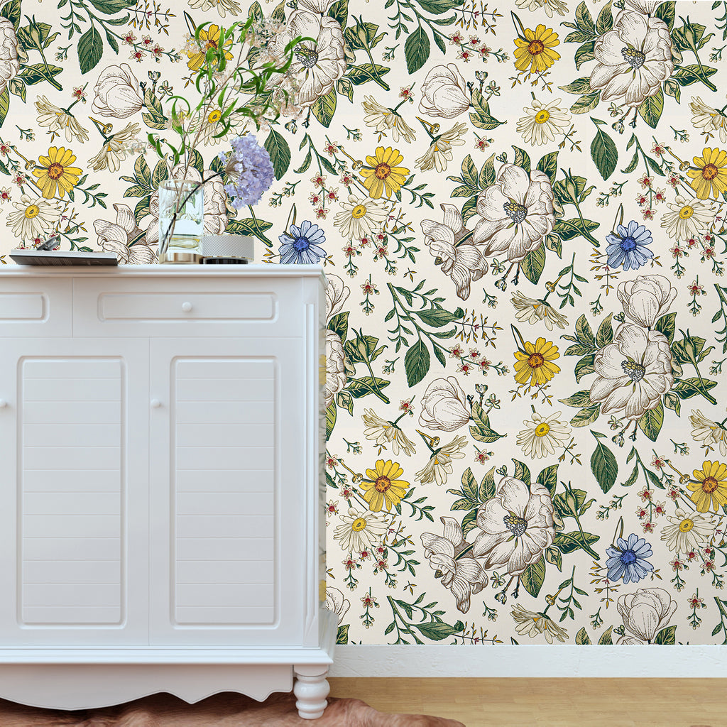 VEELIKE Vintage Daisy Floral Wallpaper – Veelike