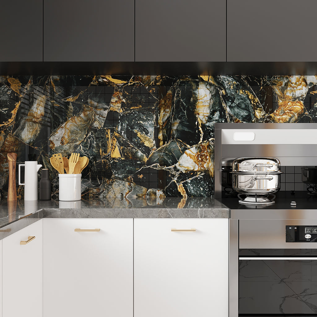 Marble Black Contact Paper Peel and Stick Countertops Gold Contact Paper  for Kitchen Waterproof Black Contact Paper Vinyl Marble Shelf Liner Counter