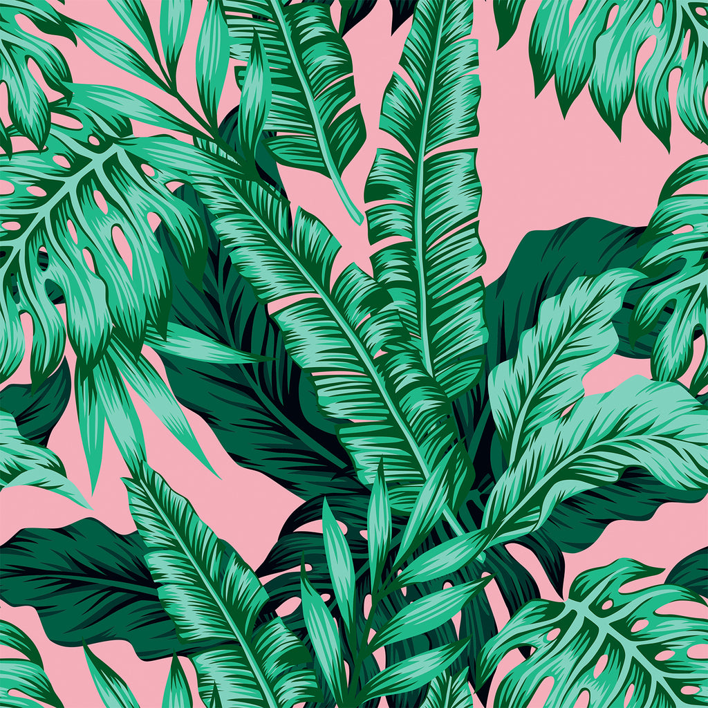 VEELIKE Pink Tropical Wallpaper