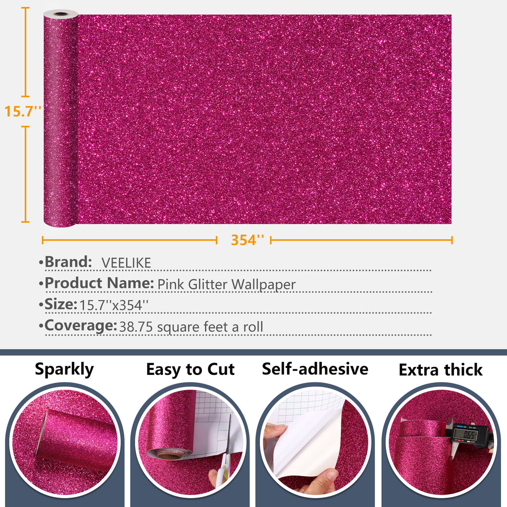 Vinyl Glitter Wallpaper Contact Paper Self Adhesive Shelf Liner