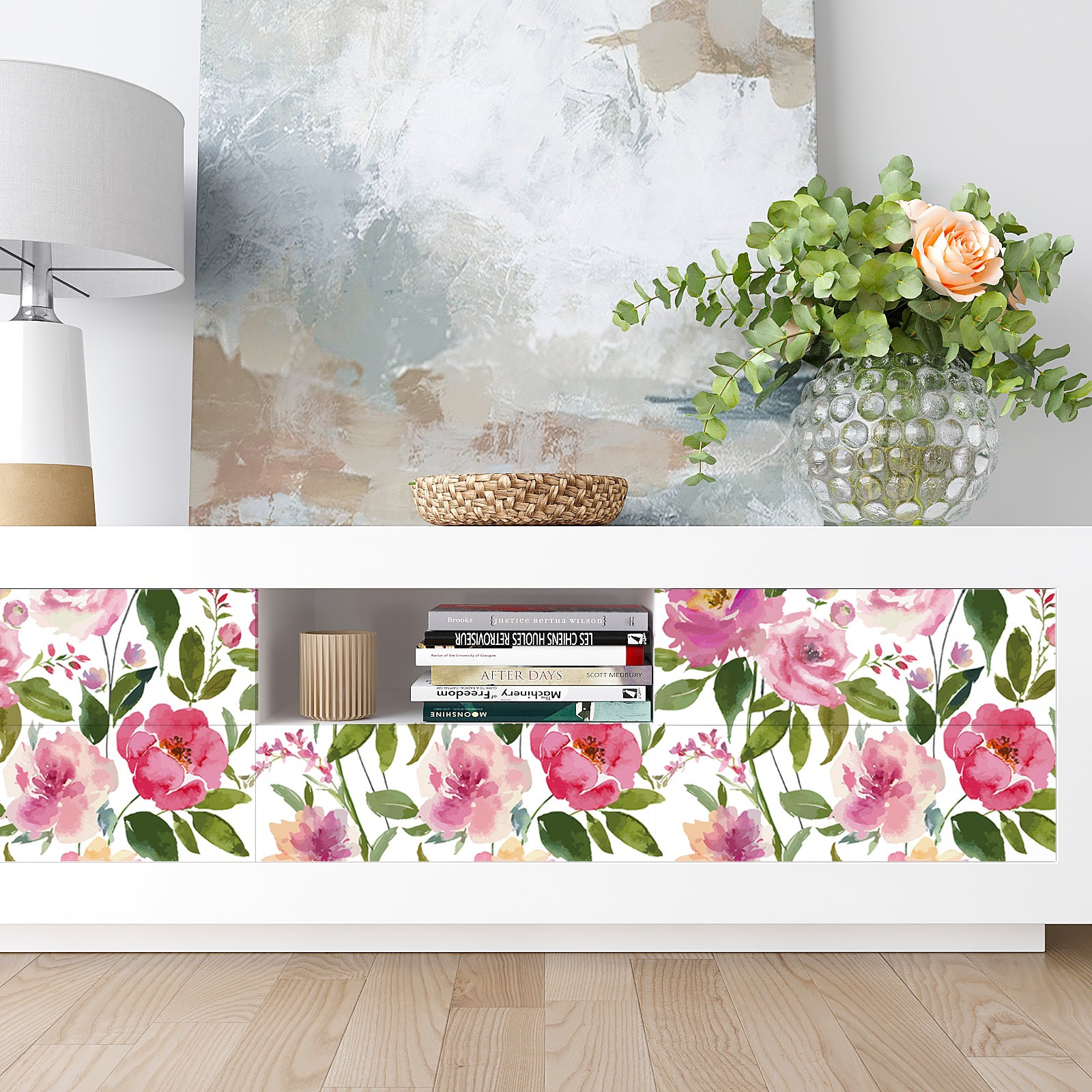 Veelike Watercolor Pink Peonies Floral Wallpaper Veelike