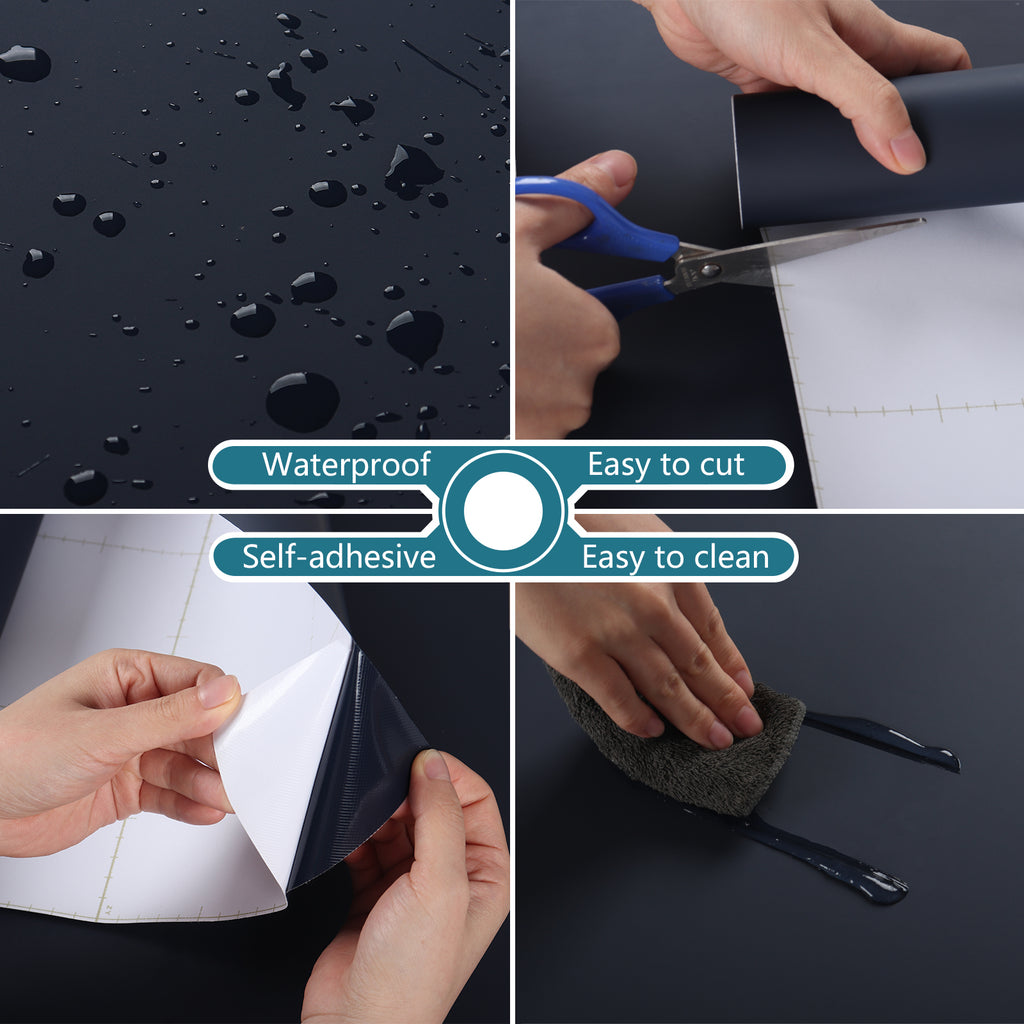 VEELIKE 15.7''x354'' Solid Navy Blue Wallpaper Peel and Stick for Bedroom Removable Matte Solid Contact Paper Self Adhesive Waterproof Thick Textured