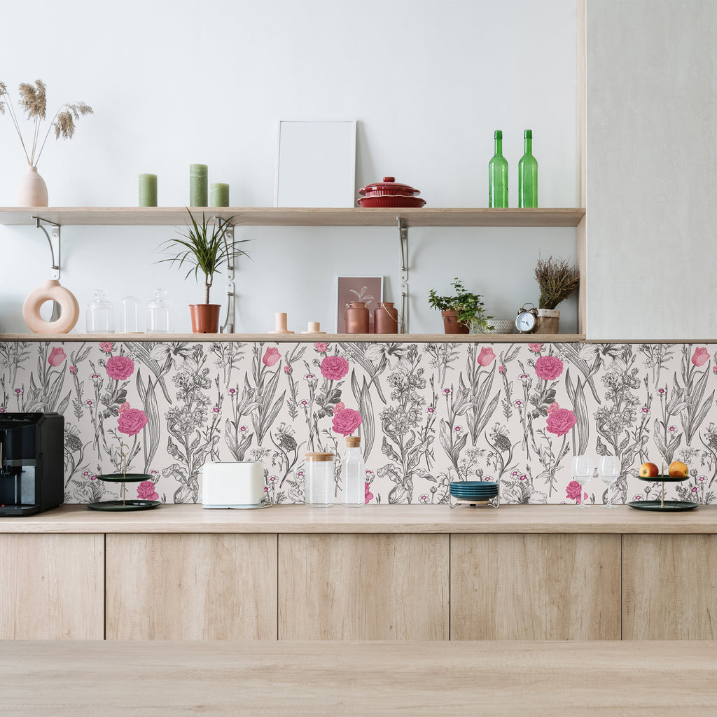 Floral Peel and Stick Wallpaper Pink Rose Vinyl Removable Self Adhesive  Contact Paper for Drawer Liner Cabinets Furniture Wall Decor