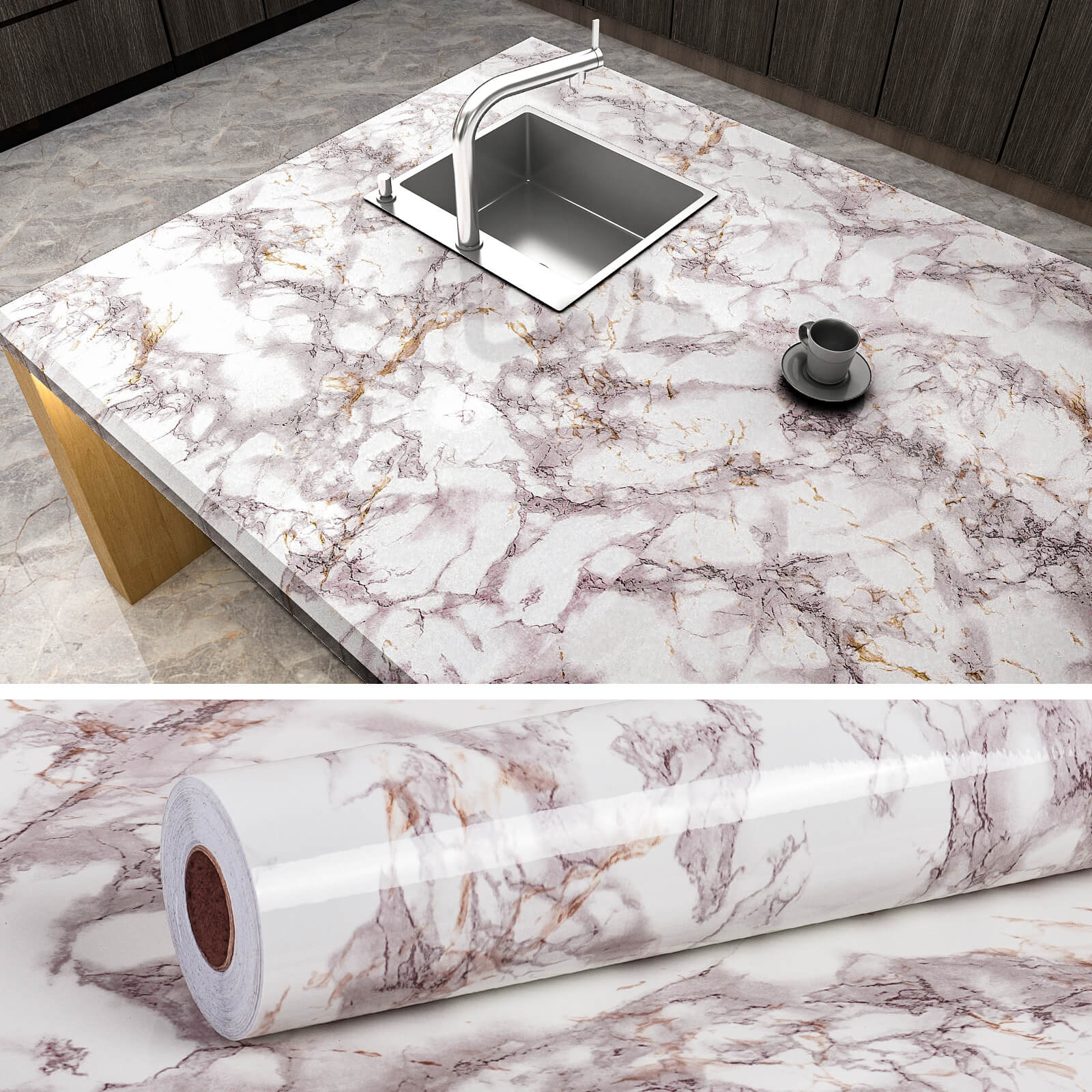 VEELIKE White Grey Marble Contact Paper – Veelike