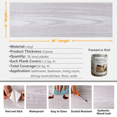 VEELIKE Coastal White Wood Vinyl Plank Flooring 6''x36'' – Veelike